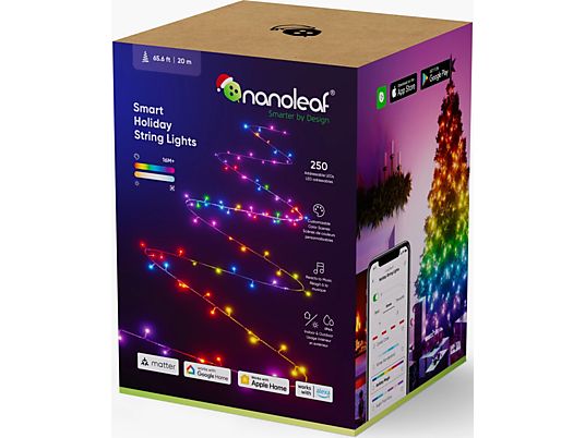 NANOLEAF Matter Smart Holiday String Lights (20 m) - Guirlande lumineuse (Noir/RVB)