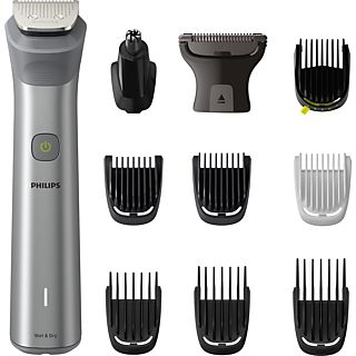 Afeitadora multifunción - Philips S5930 MG5930/15, Recortadora 11 en 1, barba, cuerpo y pelo, seco y mojado, 120 min, Plata