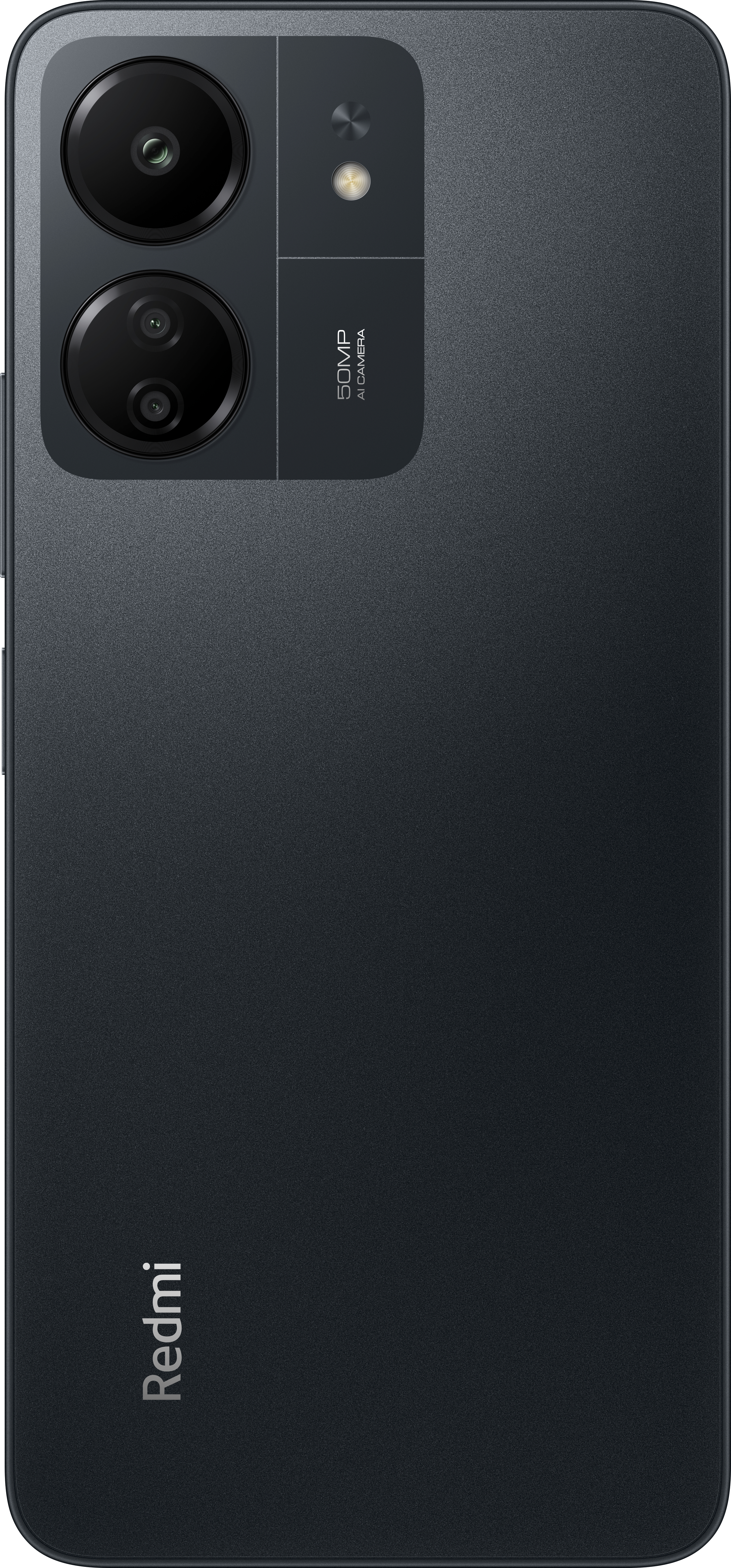 Smartphone-Rückseite: Dual-Kamera, 50MP und eine dunkelgraue, strukturierte Oberfläche.