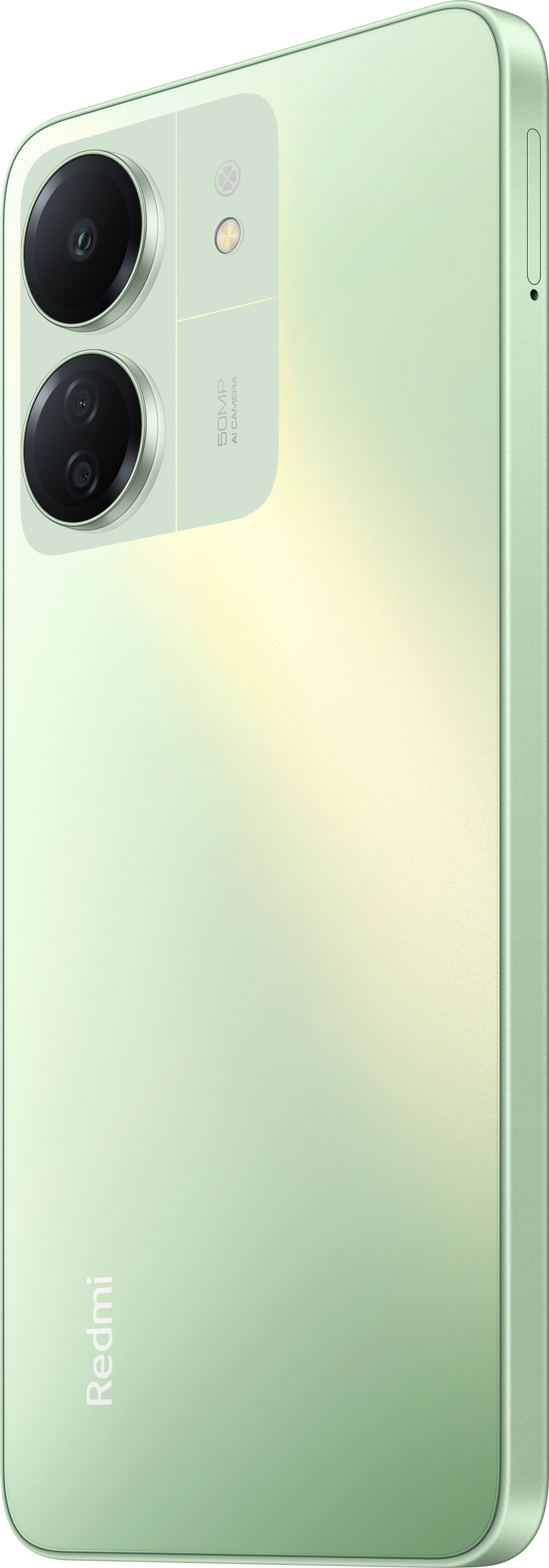 Ein grünes Smartphone mit zwei Kameras.