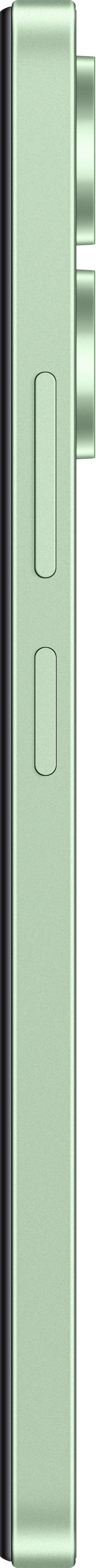 Seitenansicht eines hellgrünen Smartphones.
