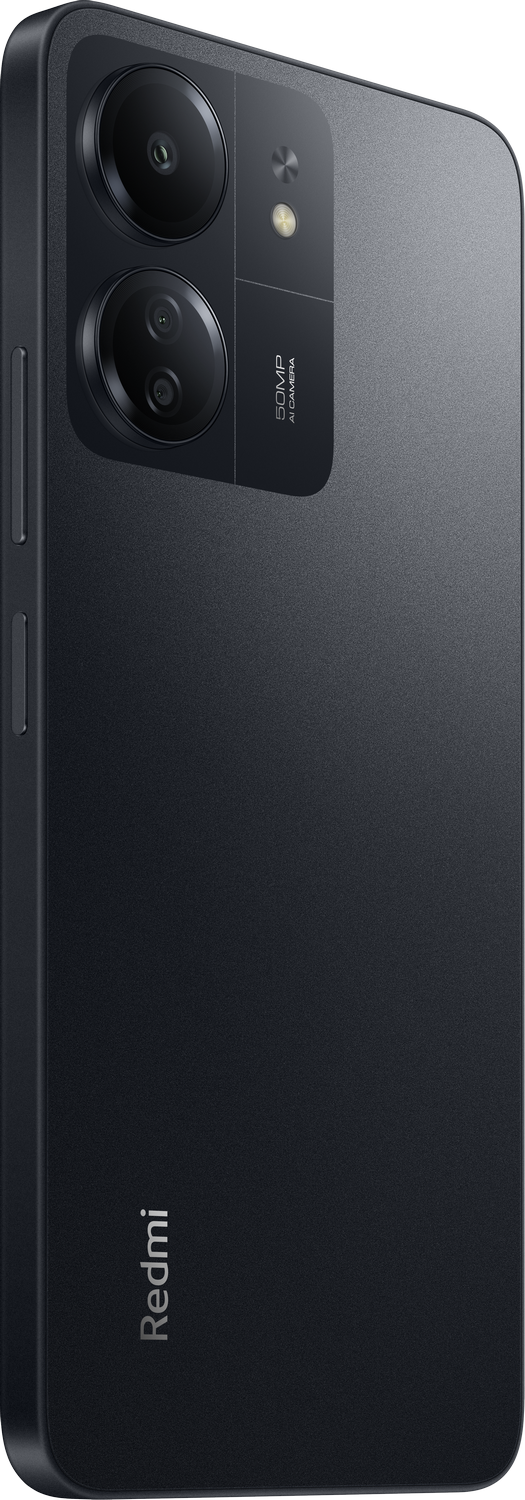Smartphone azul oscuro con configuración de cámara dual y logotipo de Redmi en la parte inferior del teléfono.