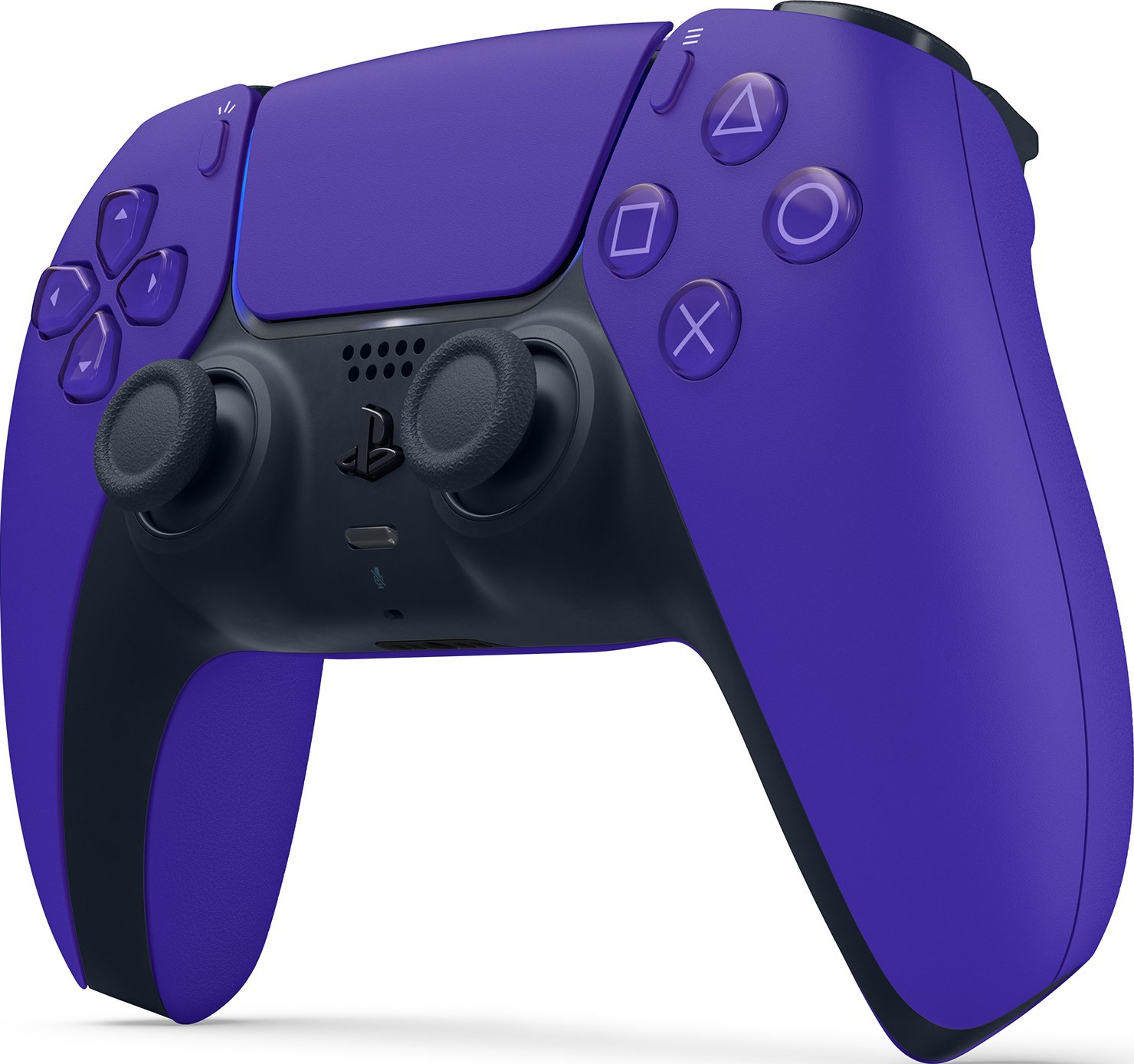 Paarse PlayStation 5-controller. Knoppen en joysticks zijn zichtbaar.