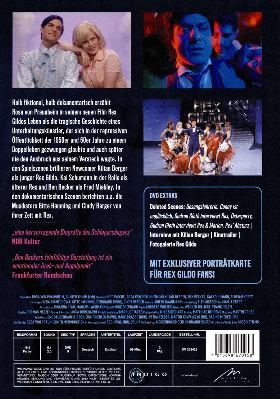 DVD-Hülle hinten mit Text und Bildern aus einem deutschen Film über einen Sänger.