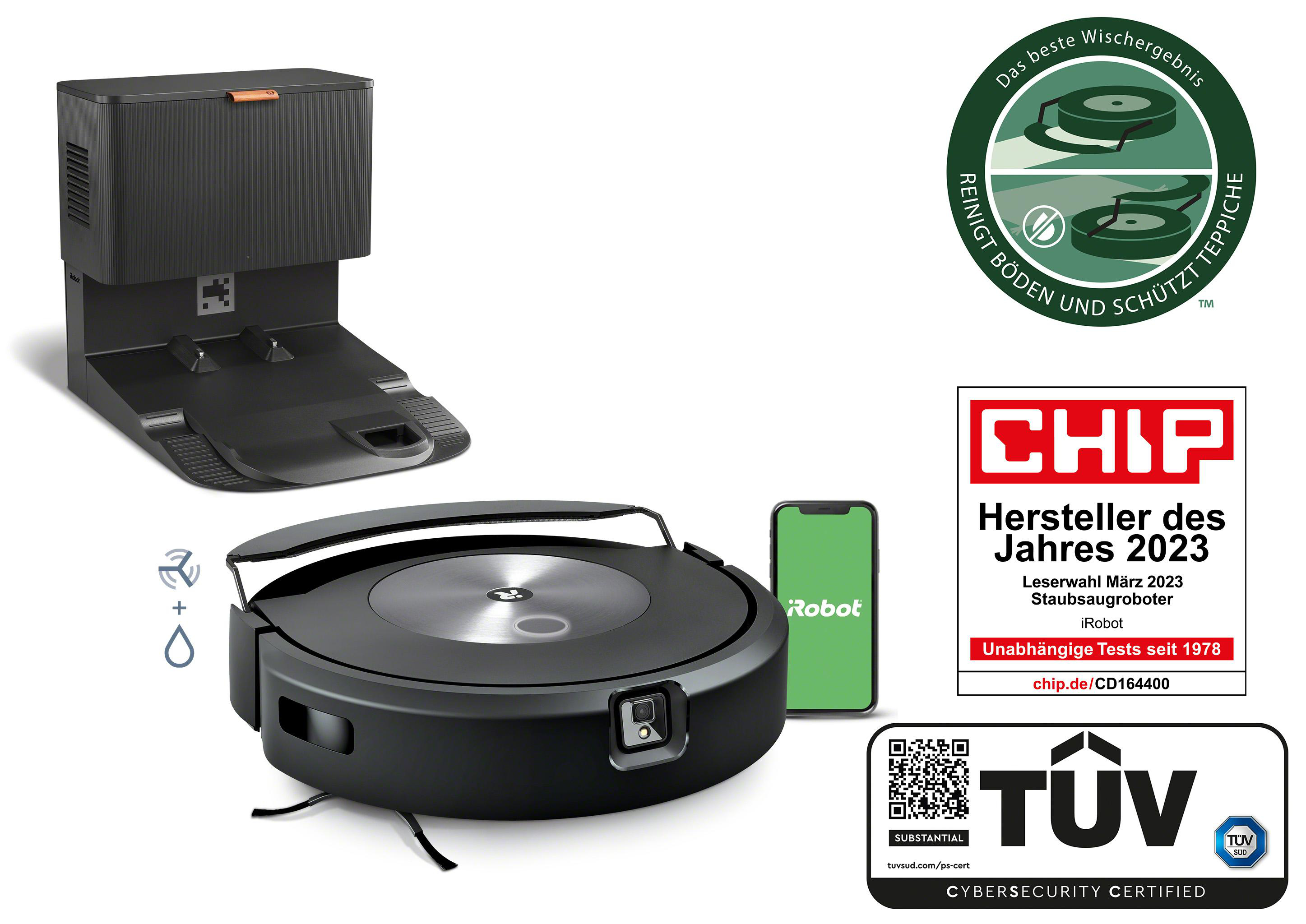 IROBOT Roomba Combo j7+ Saugroboter mit Wischfunktion (Silber