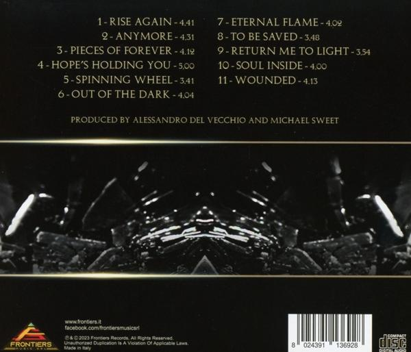 Albumcover mit Trackliste und Informationen. Schwarzer Hintergrund.