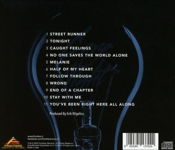 CD-Cover mit Text und einer Glühbirnen-Grafik. Songtitel aufgelistet.
