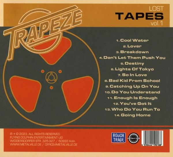 Rückseite eines Kassetten-Tape-Albums mit Titelliste und einem Spulen-Grafik. Text ist auf Englisch.