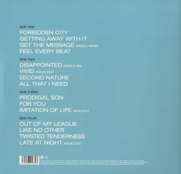 Die Rückseite eines Musikalbums mit Titellisten.