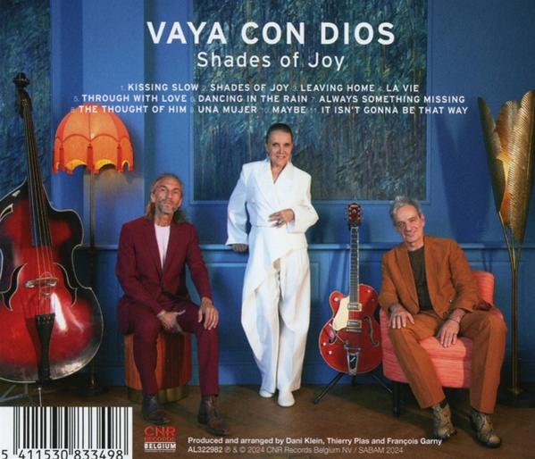 Albumcover mit drei Personen, Text 'Vaya Con Dios' und einer Titelliste.
