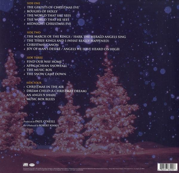 Die Rückseite eines Albums mit einem Weihnachtsbaum-Design und Titellisten.