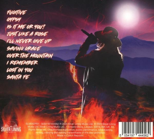 Albumcover: Ein Mann singt in ein Mikrofon, mit Text und Feuerbild.