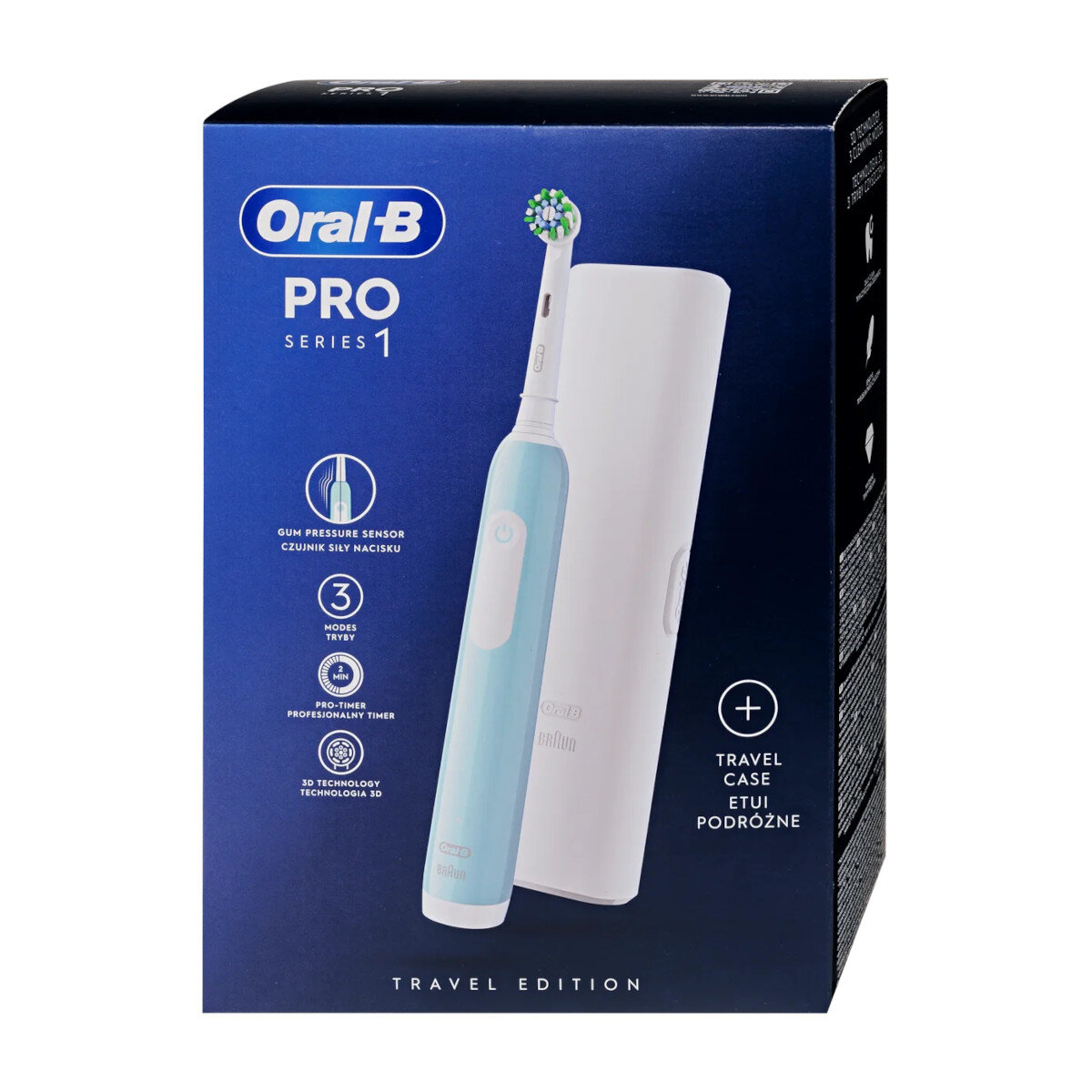 Szczoteczka elektryczna Oral-B Pro Series 1, pudełko w wersji podróżnej.