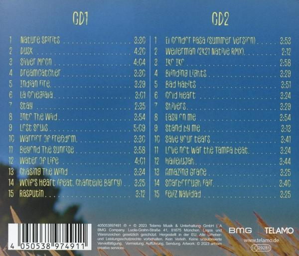 CD mit Titelliste. CD1 und CD2 Titel: Nature Spirits, Dusk usw. und El Condor Pasa usw.