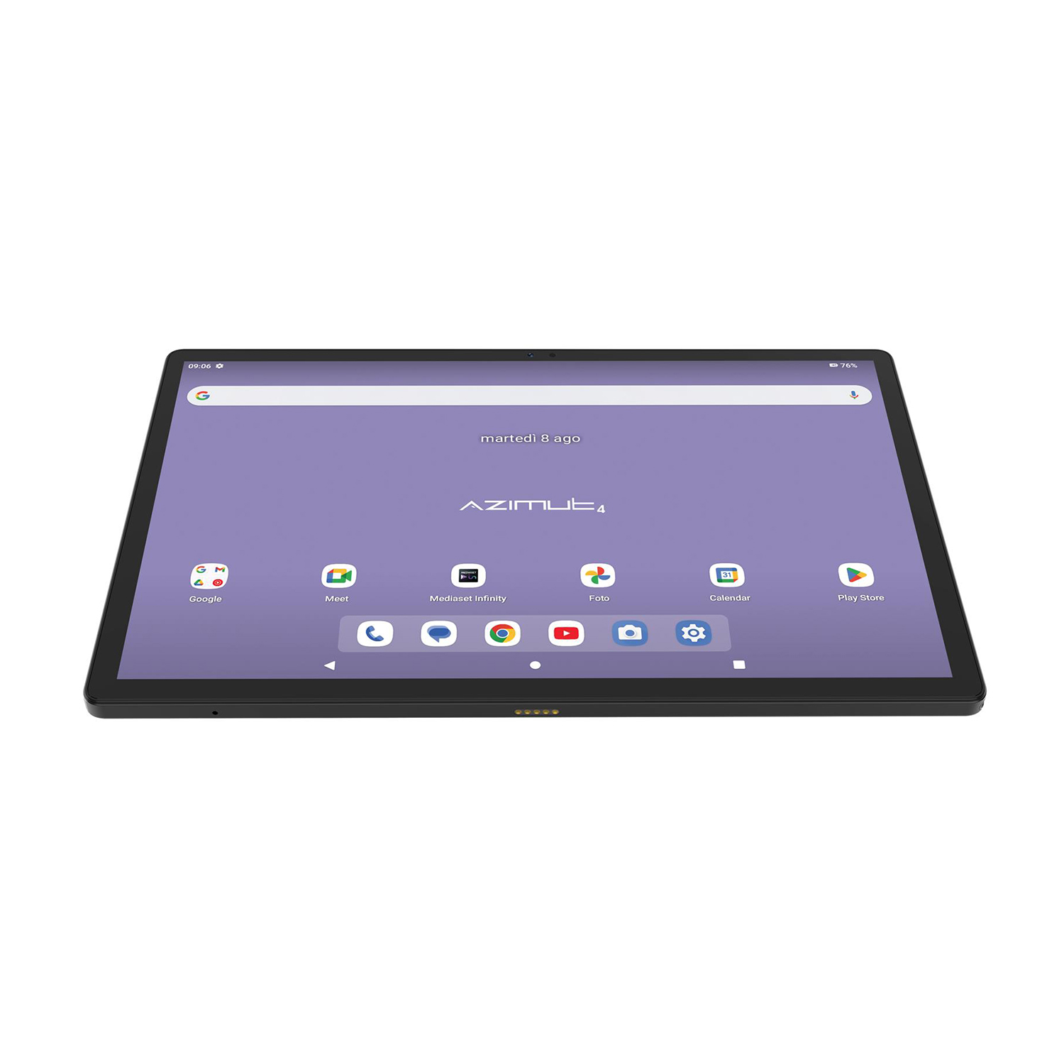 Tablet nero con schermo grande, che mostra un'applicazione calendario.