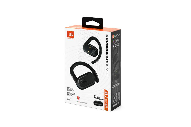 JBL Soundgear Sense Ohrhörer in einer Box mit Open-Ear-Design.