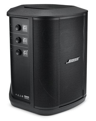 Czarny głośnik Bose z elementami sterującymi z boku.