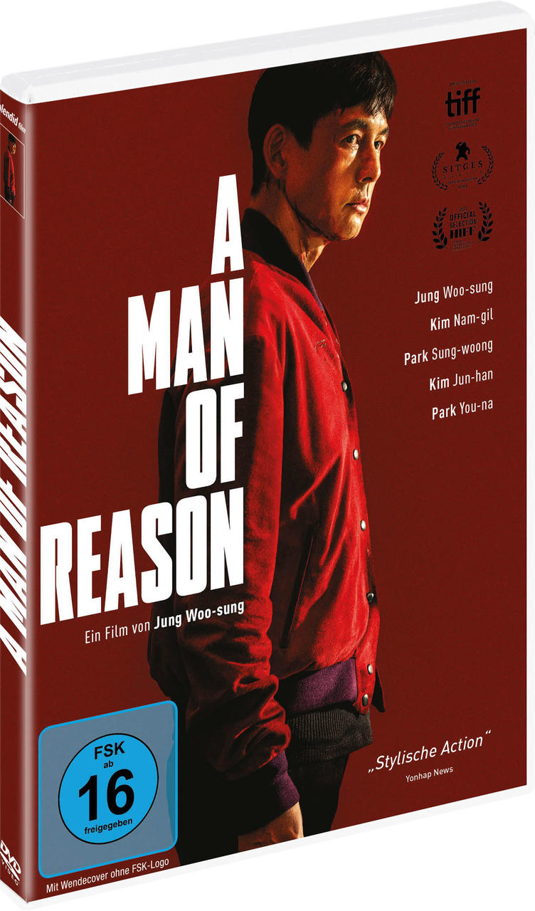 Eine DVD-Hülle mit einem Mann in roter Jacke. Text: A Man of Reason.