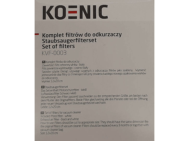 Filtry KOENIC KVF-0003 – zdjęcie 2