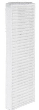 Biały filtr powietrza o prostokątnym kształcie i plisowanej konstrukcji.