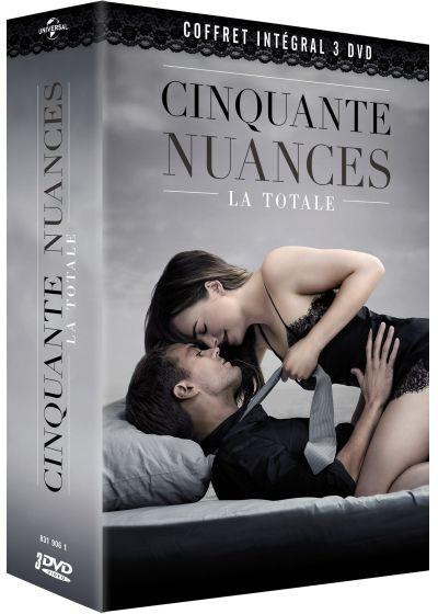 Un coffret DVD avec un couple s'embrassant. La couverture porte le titre "Fifty Shades".