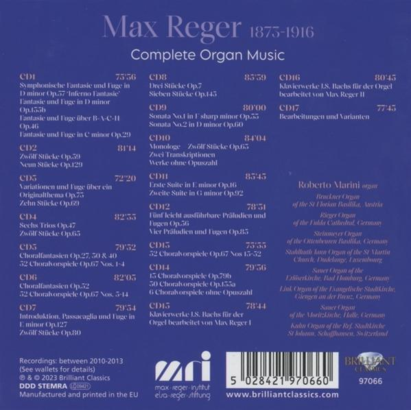 Roberto Marini - Reger:Complete Organ Music  - (CD)