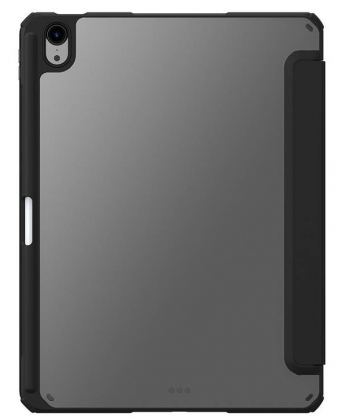 Bir iPad için siyah çerçeveli gri bir kılıf.
