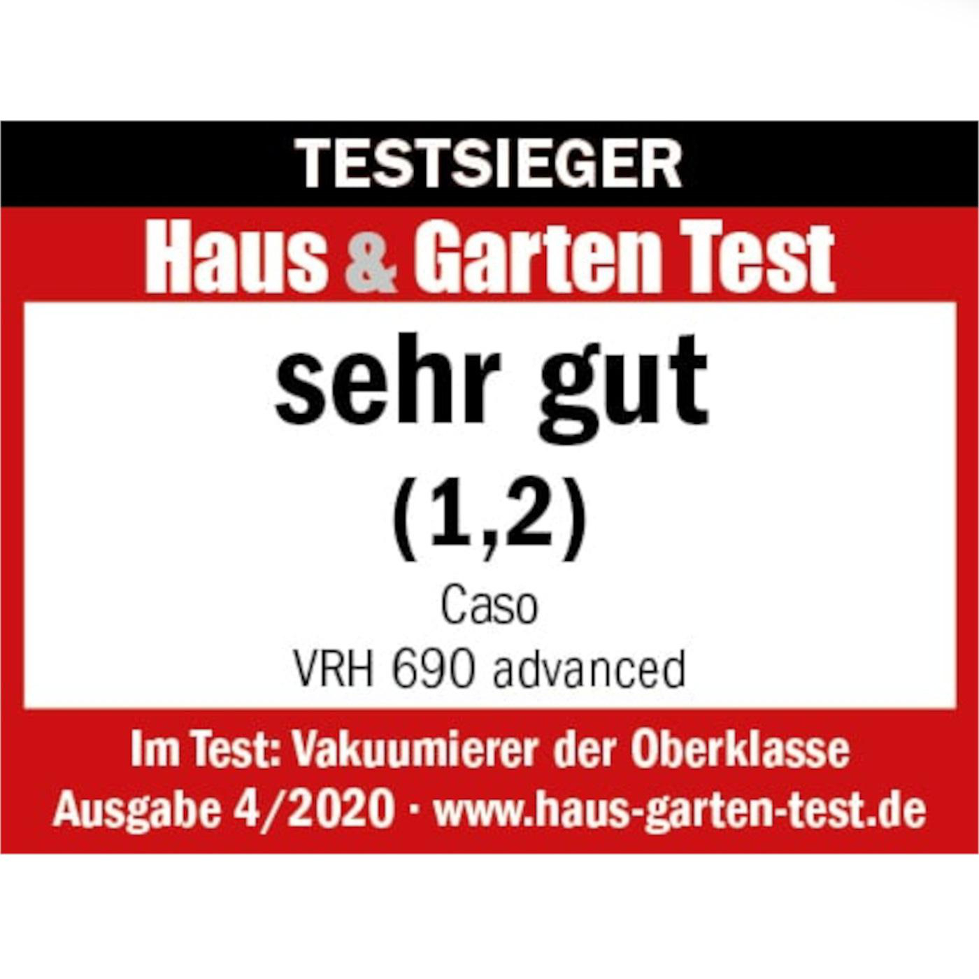 Ein rotes und weißes Etikett mit Text. Der Text ist deutsch und zeigt Testergebnis und Marke.