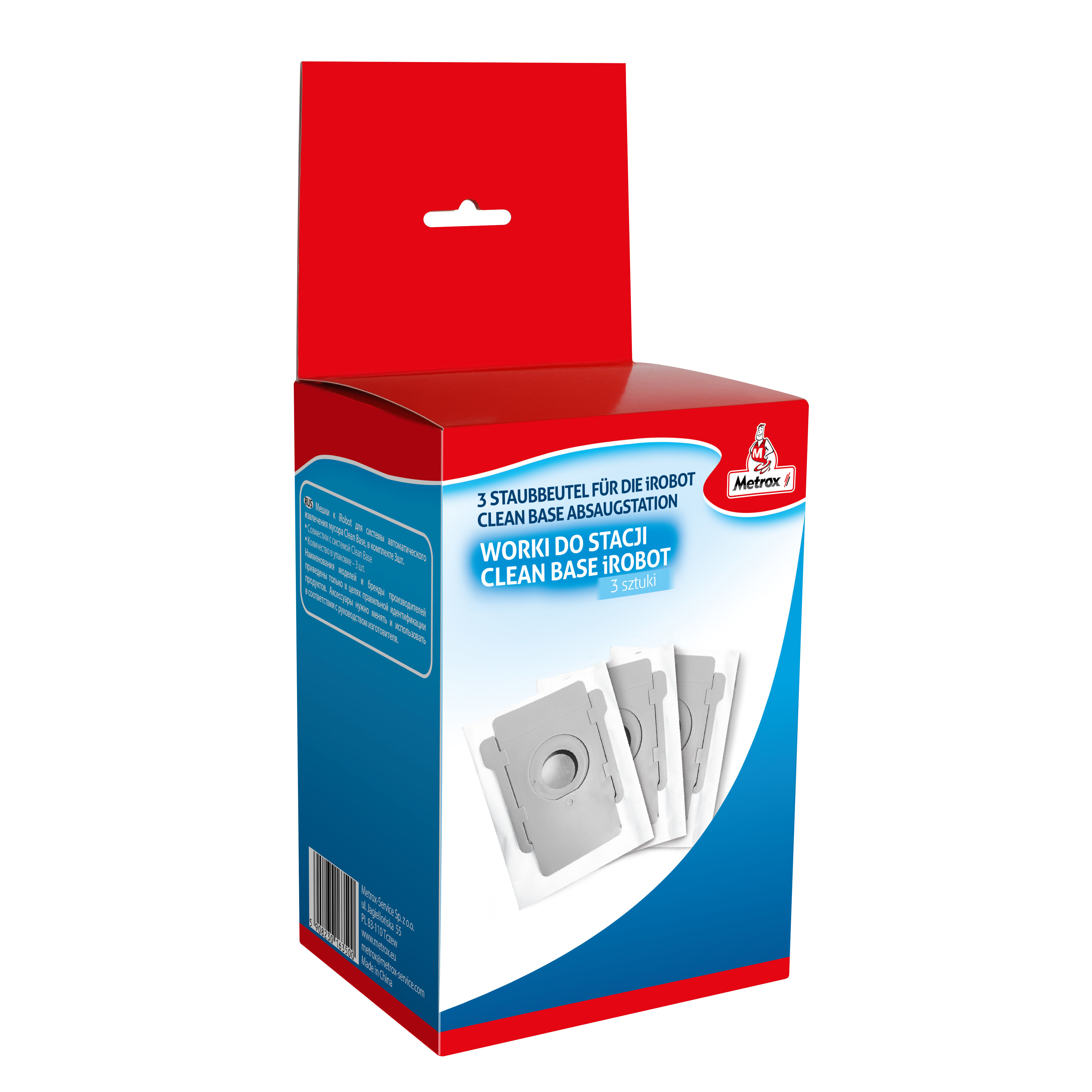 Worki do odkurzacza w czerwono-niebieskim pudełku z tekstem.