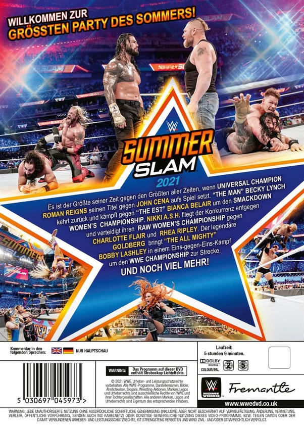 DVD-Hülle mit Wrestlern, Text und Logos, die für eine Wrestling-Veranstaltung werben.