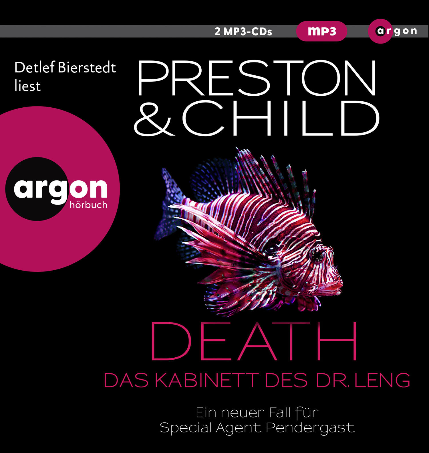 Buchcover mit Fischillustration, Titel 'Preston & Child DEATH'.