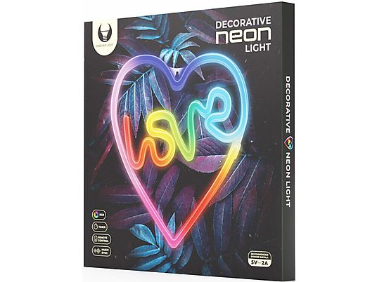 Neon FOREVER TF1 LED RGB Love w sercu + pilot Wielobarwny FLRN02