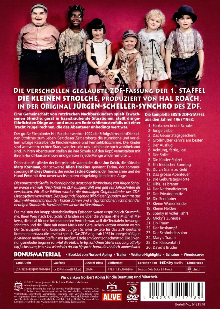 DVD-Cover mit deutschem Text, Kinderbildern und Logo.