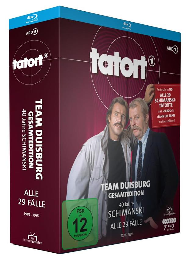 Blu-ray-Box-Set der deutschen Fernsehserie 'Tatort', mit Schauspielern auf dem Cover.