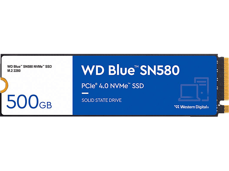 WD Blue SN580 Festplatte, 500 GB SSD M.2 via PCIe, intern 500 ...