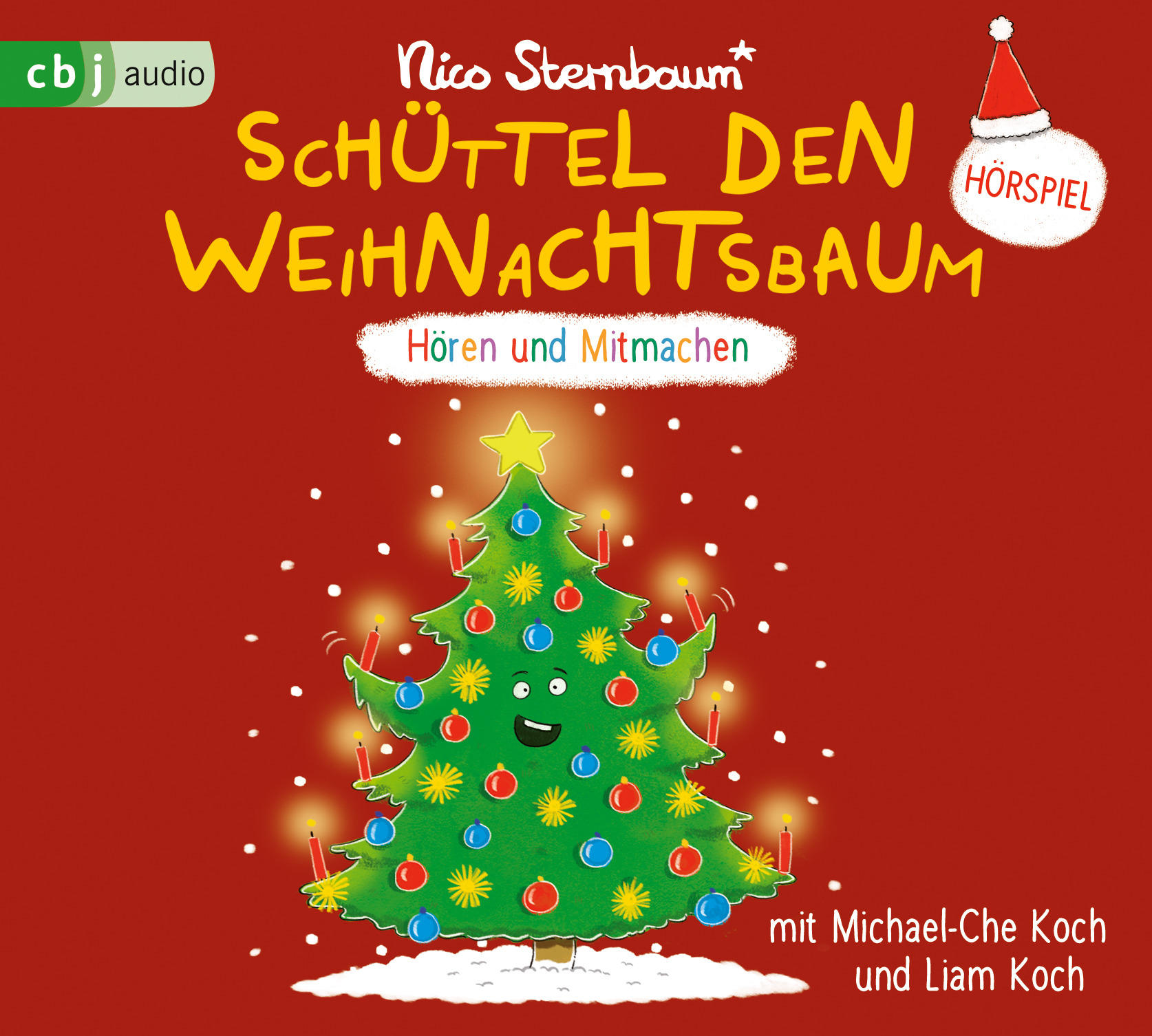 Albumcover: Ein Weihnachtsbaum mit Ornamenten und Kerzen. Roter Hintergrund mit Text.