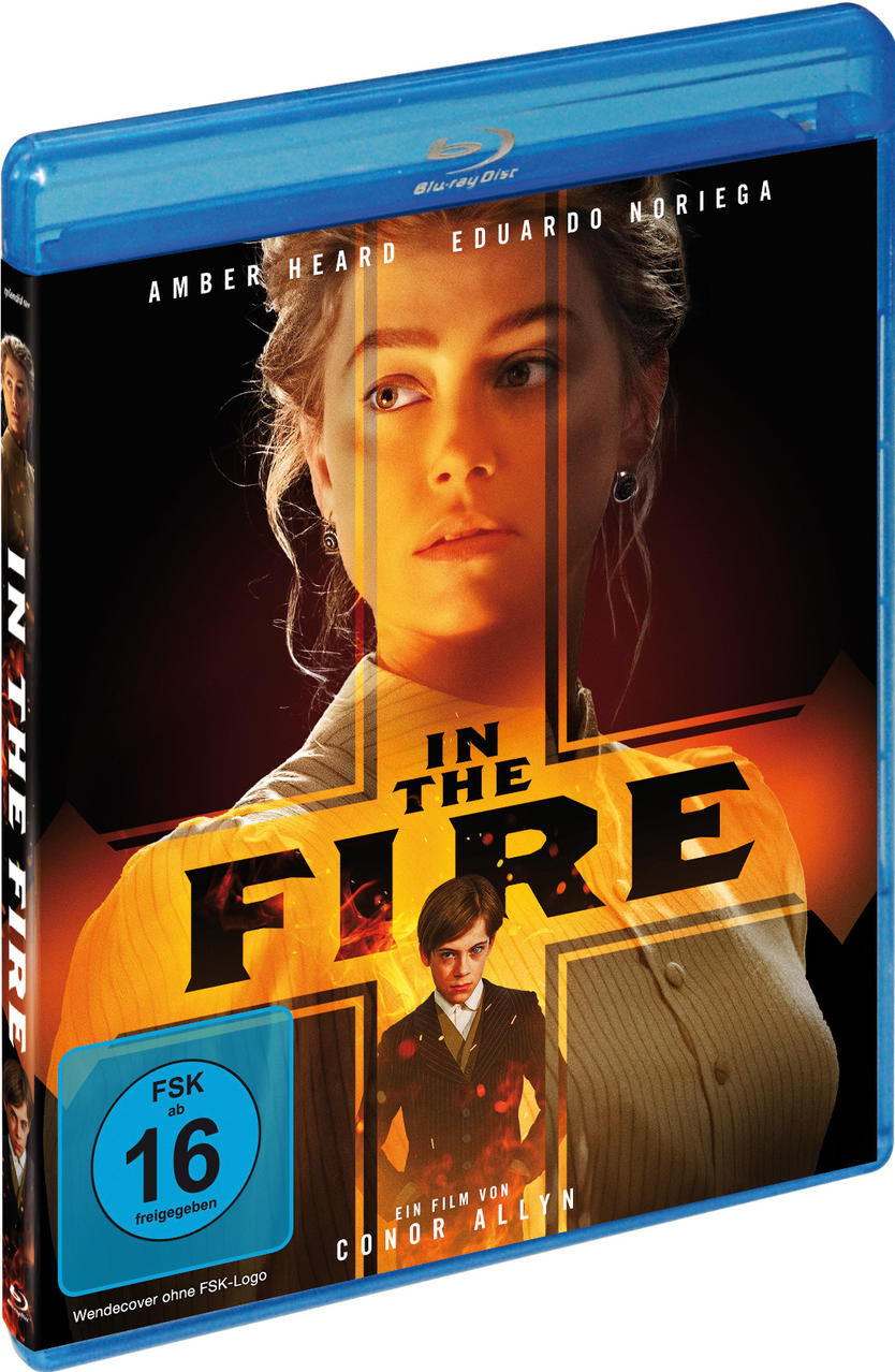 Blu-ray-Cover mit einer Frau und einem Jungen aus dem Film 'In the Fire'.