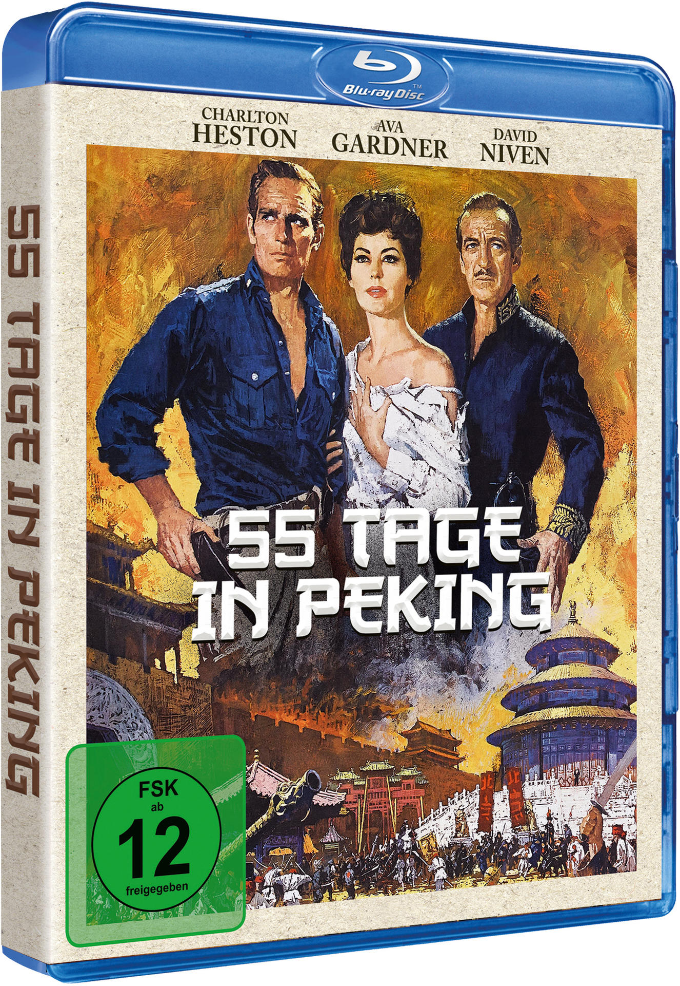 Blu-ray-Hülle mit Schauspielern und Titel in einer Filmszene aus Peking.