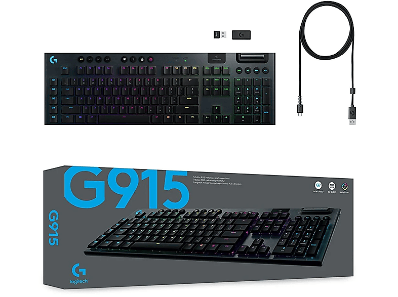 LOGITECH G G915 Lightspeed RGB Tam Boyutlu İngilizce Q Kablosuz Oyuncu Klavyesi - Siyah_3