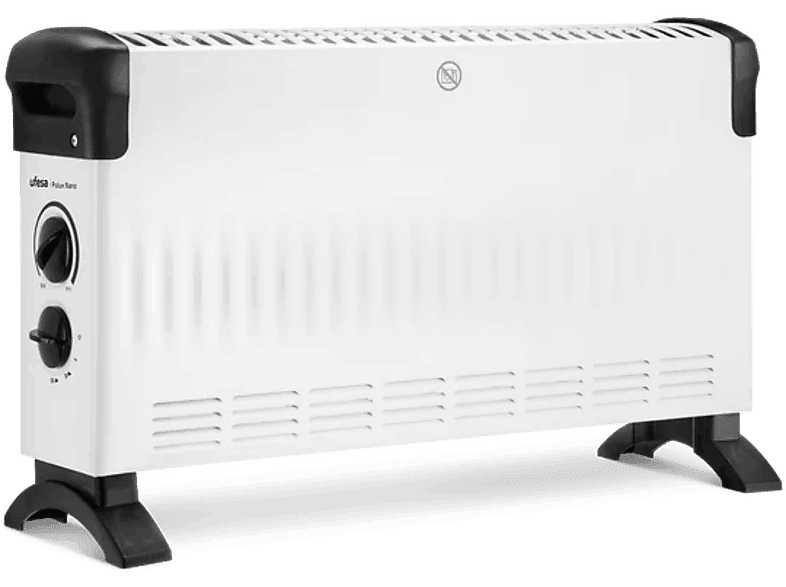 Convector Eléctrico Aire Caliente 3 Niveles Potencia Termostato Regulable  Silencioso Portátil, emerio, Blanco, 2000, CH-128215