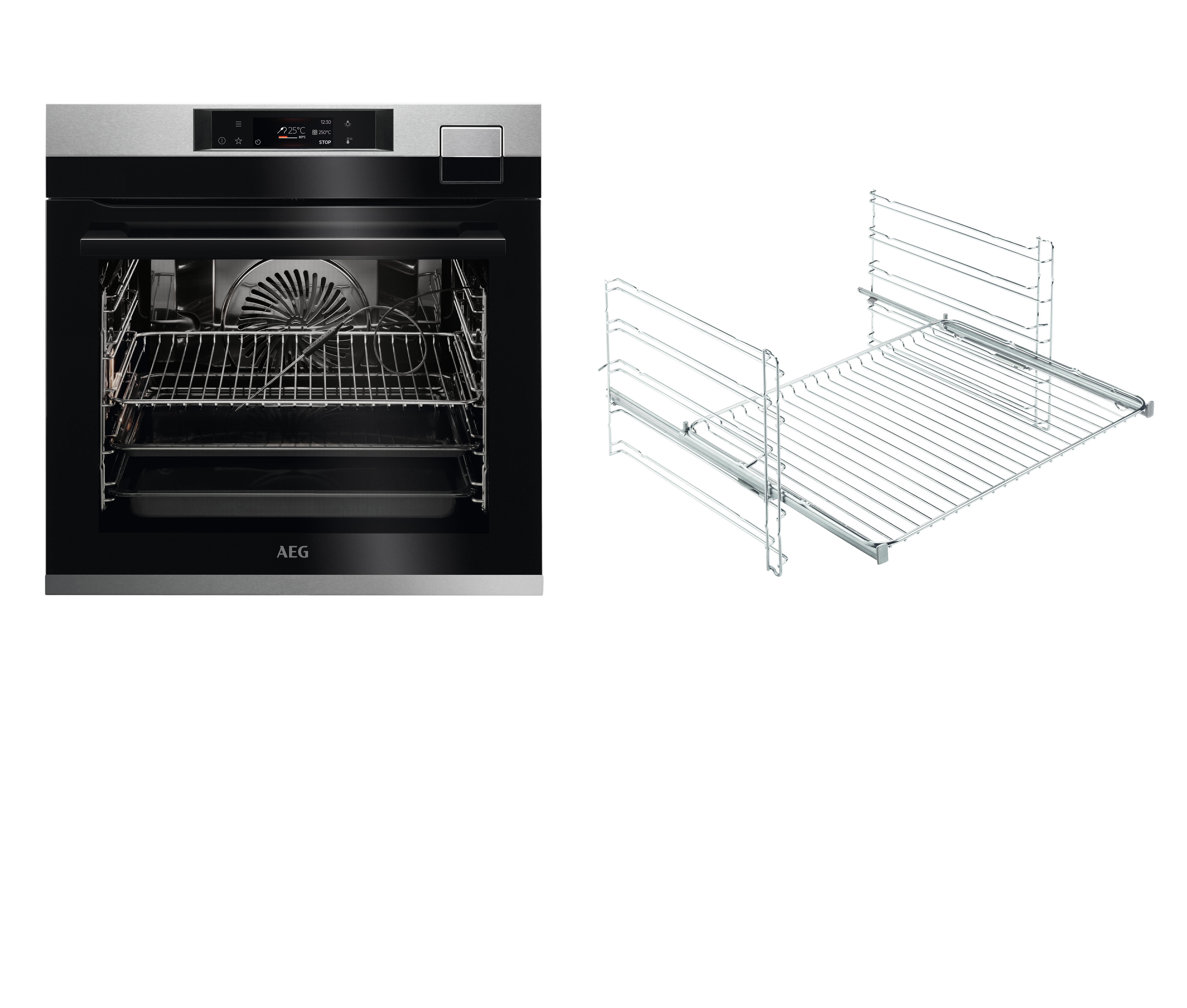 AEG BCO79821V3, Einbaubackofen (Einbaugerät, 70 l, 595 mm breit), Serie 9000 mit Sous Vide, Dampfgarfunktion