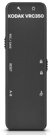Fekete Kodak VRC350 felvevő REC/SAVE és RESET gombokkal, valamint USB porttal.
