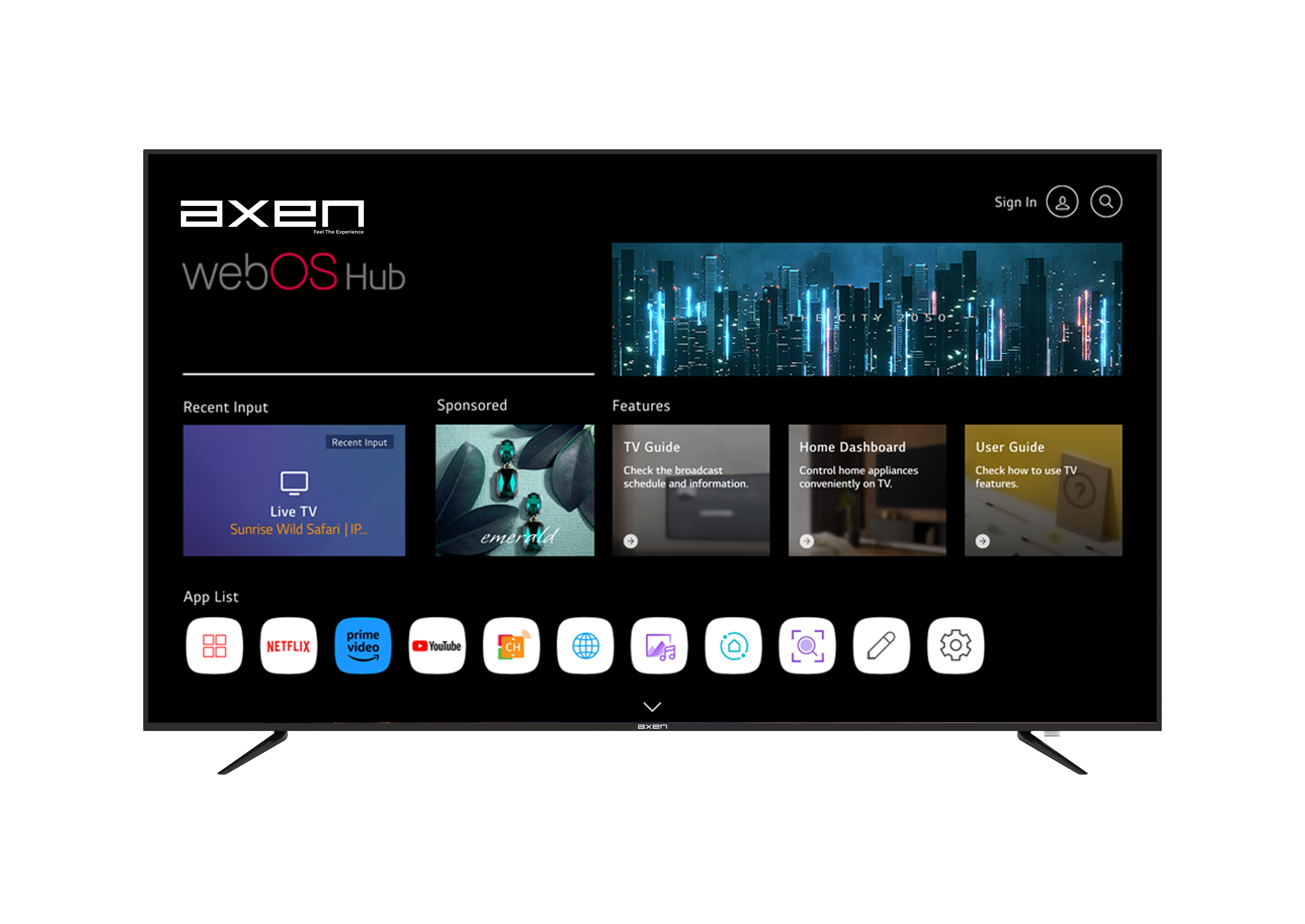AXEN AX75LEDB252-0276 75 inç 190 Ekran Uydu Alıcılı 4K UHD Webos 2.0 D-Dual LED TV Siyah