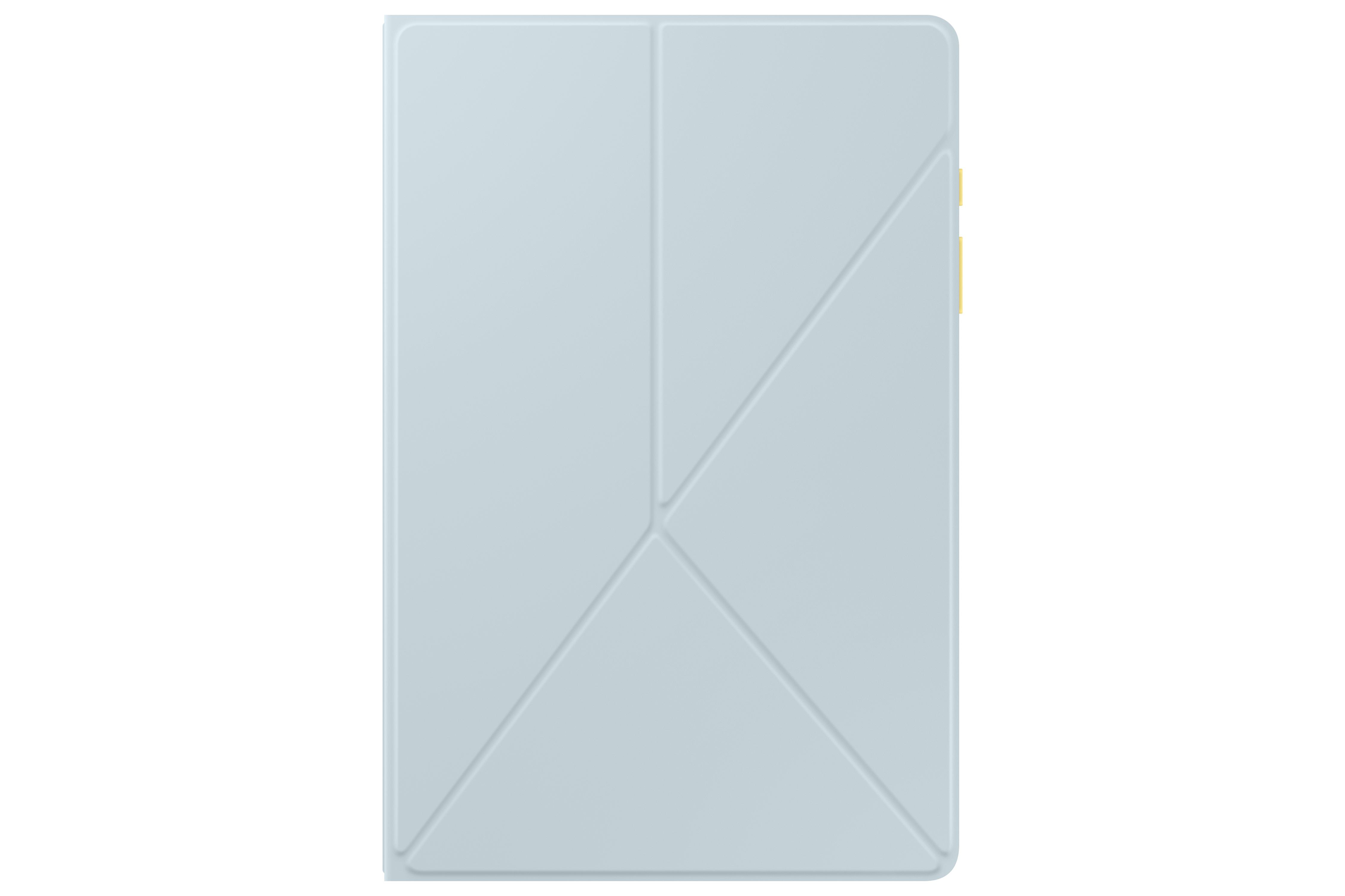 Hellblaue Tablet-Hülle mit geometrischem Design.