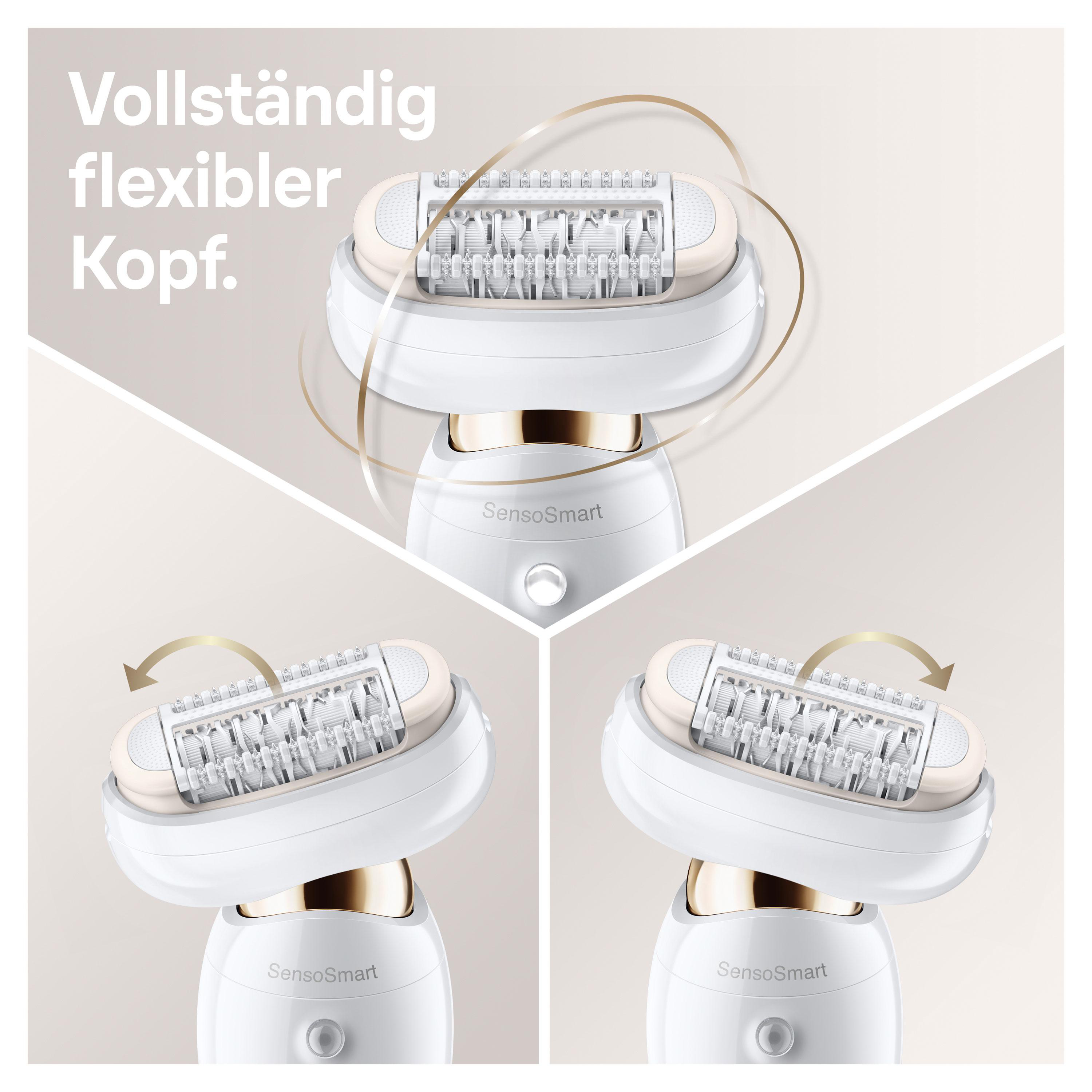 Epilierer, BRAUN SILK-ÉPIL 9 Weiß/Gold 3D SES FLEX 9100 BS