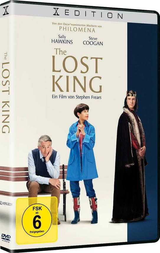 DVD-Cover mit drei Personen. Der Text lautet 'The Lost King' in der Mitte, mit einem Rating-Logo.