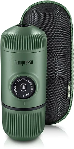 WACACO WNANO-MG+C Nanopresso hordozható kávéfőző őrölt kávéhoz kemény védőtokkal, mohazöld