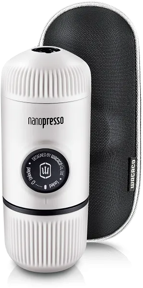 WACACO WNANO-CW+C Nanopresso hordozható kávéfőző őrölt kávéhoz kemény védőtokkal, fehér