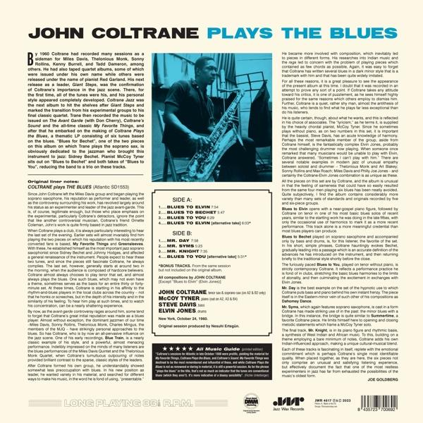 Album borítója szöveggel és John Coltrane fotójával, amint szaxofonozik.