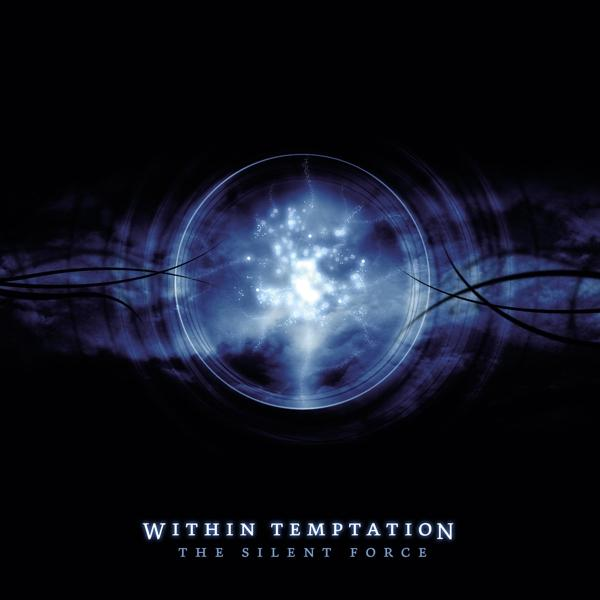 Album borító: 'Within Temptation' kék, ragyogó kör alakú dizájnnal feketén.